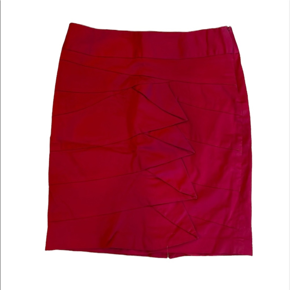 The Limited Red Pencil‎ Skirt with Ruffle